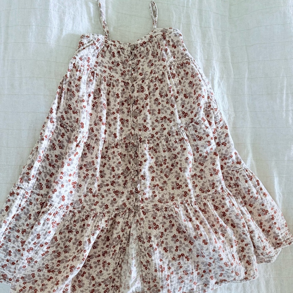 Rylee + Cru Floral Kids Dress - Cream and Red